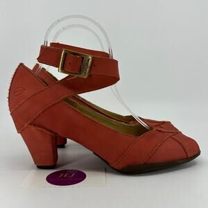 Sergio Tomani Women's Red Leather Ankle Wrap Peep Toe Heels Size 37 EU/ 6.5 US